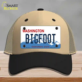 Bigfoot Washington Novelty License Plate Hat Mesh / Khaki|Black