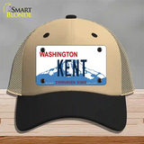 Kent Washington Novelty License Plate Hat Mesh / Khaki|Black