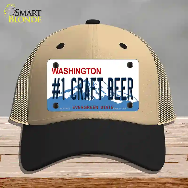 No 1 Craft Beer Washington Novelty License Plate Hat Mesh / Khaki|Black