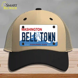 Bell Town Washington Novelty License Plate Hat Mesh / Khaki|Black