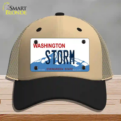 Storm Washington Novelty License Plate Hat Mesh / Khaki|Black