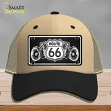 Route 66 With Bikes Novelty License Plate Hat Mesh / Khaki|Black