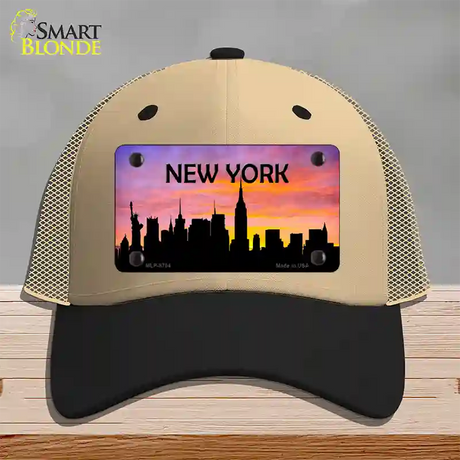 New York Silhouette Novelty License Plate Hat Mesh / Khaki|Black