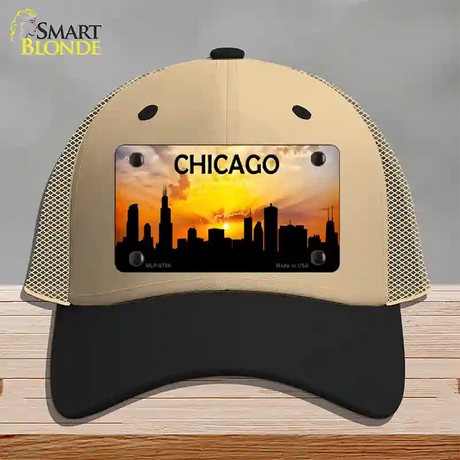 Chicago Silhouette Novelty License Plate Hat Mesh / Khaki|Black