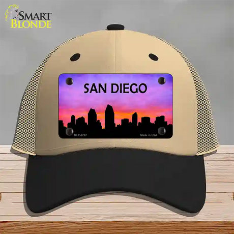 San Diego Silhouette Novelty License Plate Hat Mesh / Khaki|Black