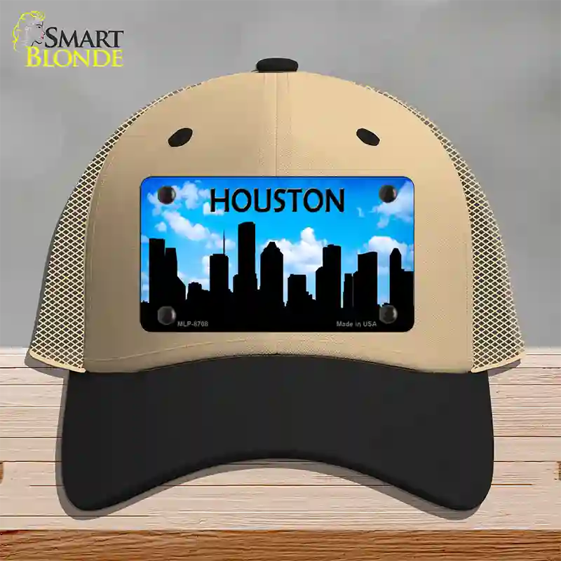 Houston Silhouette Novelty License Plate Hat Mesh / Khaki|Black