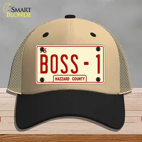 Boss 1 Novelty License Plate Hat Mesh / Khaki|Black