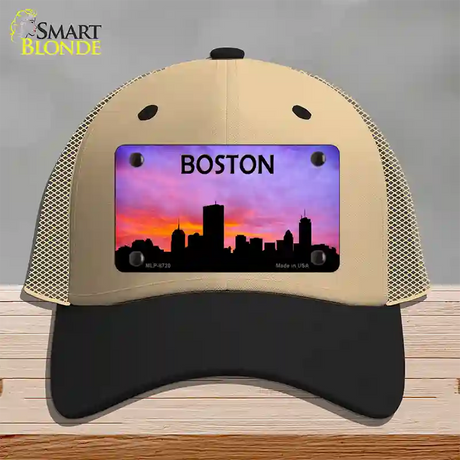 Boston Silhouette Novelty License Plate Hat Mesh / Khaki|Black