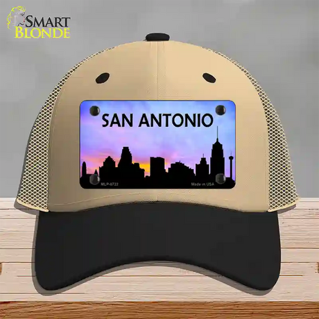 San Antonio Silhouette Novelty License Plate Hat Mesh / Khaki|Black