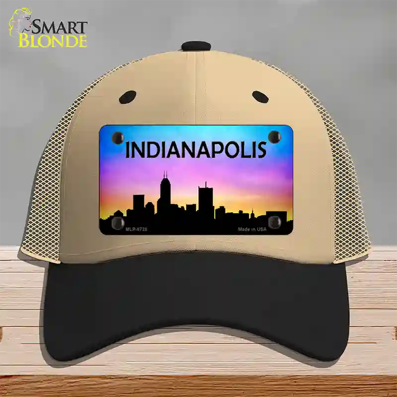 Indianapolis Silhouette Novelty License Plate Hat Mesh / Khaki|Black