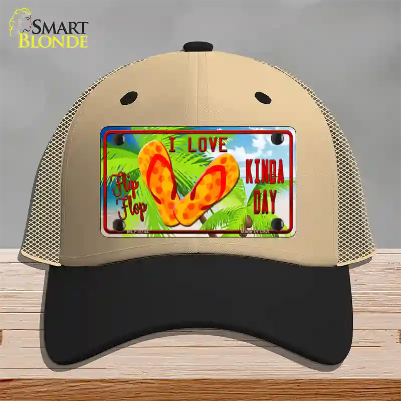 I Love Flip Flop Novelty License Plate Hat Mesh / Khaki|Black