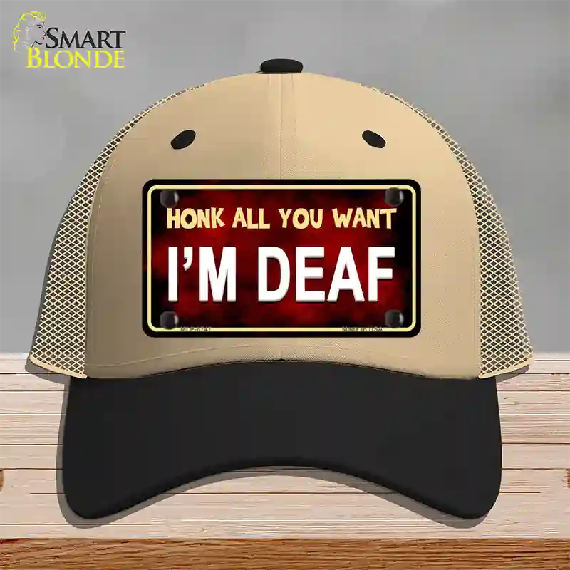 Honk All You Want Novelty License Plate Hat Mesh / Khaki|Black