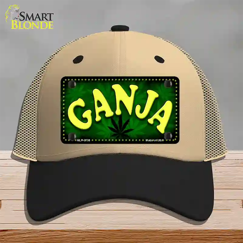 Ganja Novelty License Plate Hat Mesh / Khaki|Black