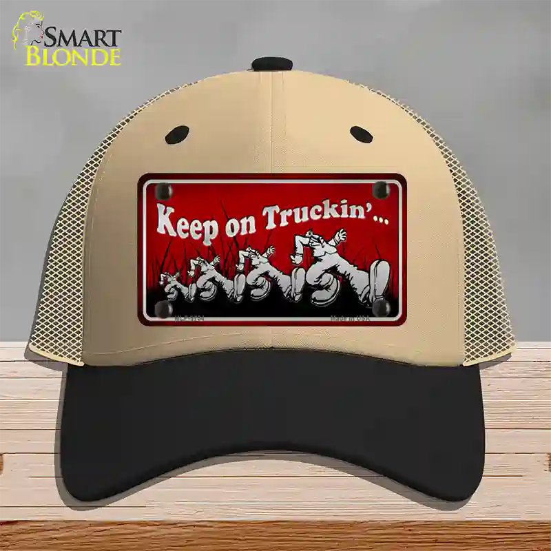 Keep On Trucking Novelty License Plate Hat Mesh / Khaki|Black