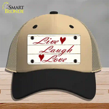 Live, Laugh, Love Novelty License Plate Hat Mesh / Khaki|Black