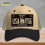 Bald Eagle Route 66 Novelty License Plate Hat Mesh / Khaki|Black