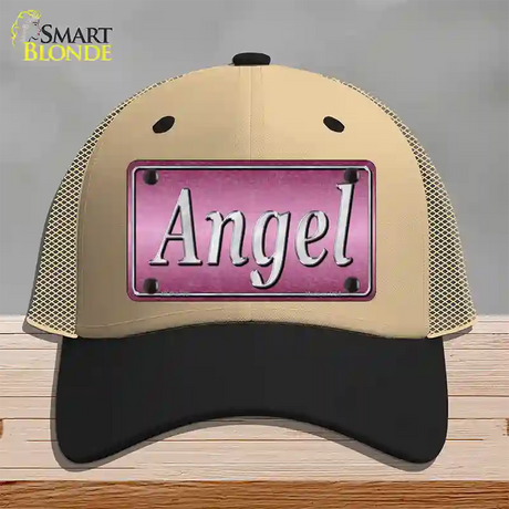 Angel Pink Novelty License Plate Hat Mesh / Khaki|Black