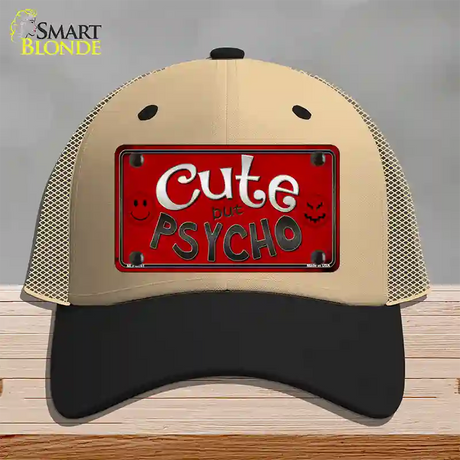 Cute But Psycho Novelty License Plate Hat Mesh / Khaki|Black