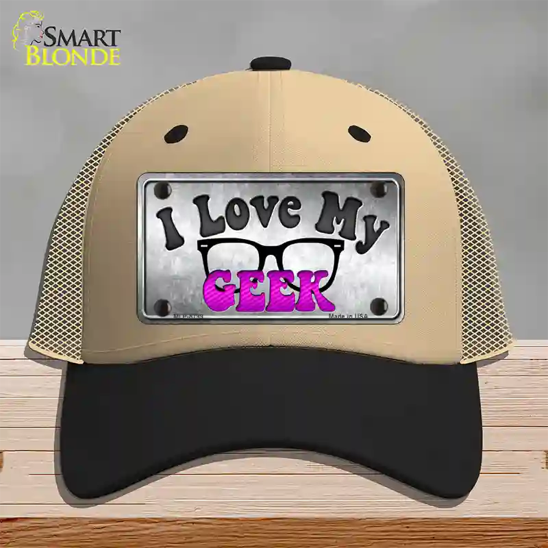 I Love My Geek Novelty License Plate Hat Mesh / Khaki|Black