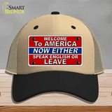 Speak English Or Leave Novelty License Plate Hat Mesh / Khaki|Black