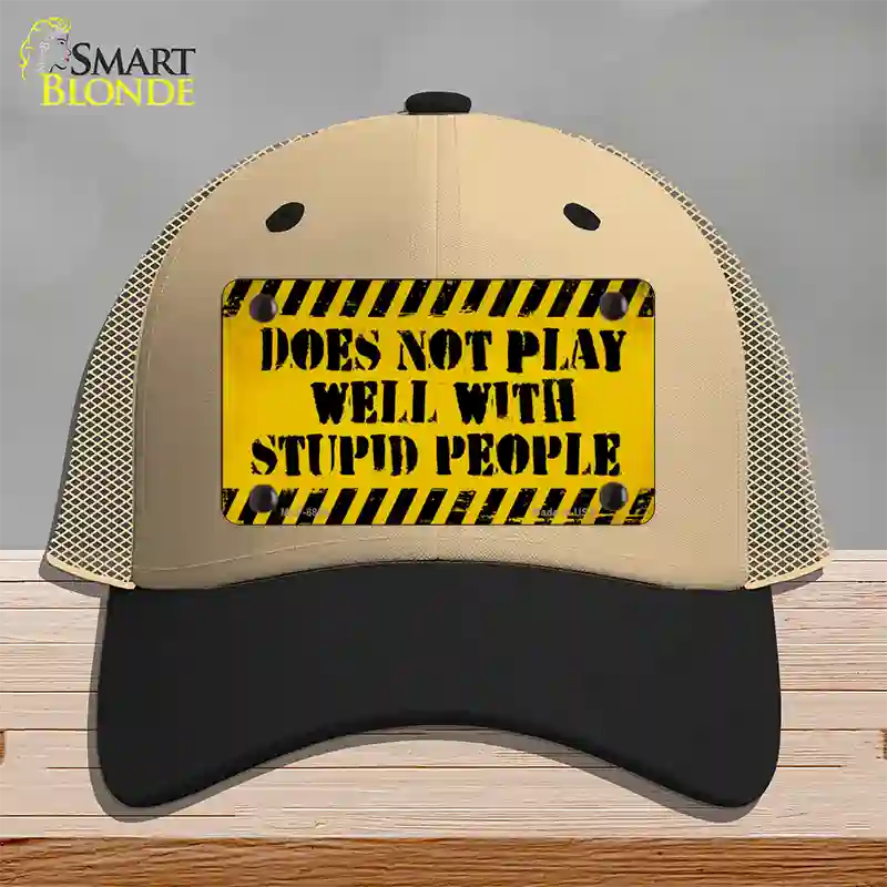 Does Not Play Well Novelty License Plate Hat Mesh / Khaki|Black