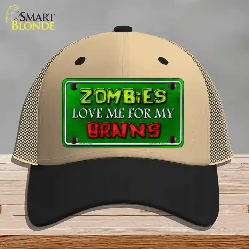 Zombies Love Me Novelty License Plate Hat Mesh / Khaki|Black