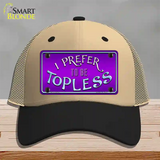 I Prefer Topless Novelty License Plate Hat Mesh / Khaki|Black