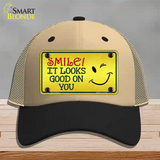 Smile Looks Good Novelty License Plate Hat Mesh / Khaki|Black