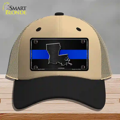 Louisiana Thin Blue Line Novelty License Plate Hat Mesh / Khaki|Black