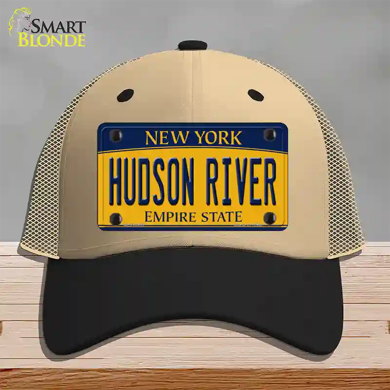 Hudson River New York Novelty License Plate Hat Mesh / Khaki|Black