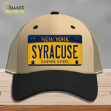 Syracuse New York Novelty License Plate Hat Mesh / Khaki|Black