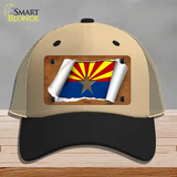 Arizona Flag Scroll Novelty License Plate Hat Mesh / Khaki|Black