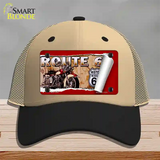 Route 66 Mother Road Scroll Novelty License Plate Hat Mesh / Khaki|Black