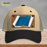 Alaska Flag Scroll Novelty License Plate Hat Mesh / Khaki|Black