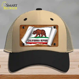 California Flag Scroll Novelty License Plate Hat Mesh / Khaki|Black