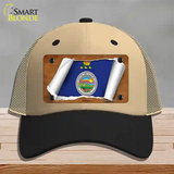 Kansas Flag Scroll Novelty License Plate Hat Mesh / Khaki|Black