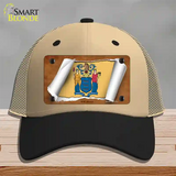 New Jersey Flag Scroll Novelty License Plate Hat Mesh / Khaki|Black