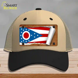 Ohio Flag Scroll Novelty License Plate Hat Mesh / Khaki|Black