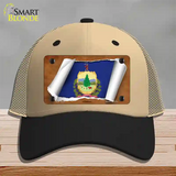 Vermont Flag Scroll Novelty License Plate Hat Mesh / Khaki|Black