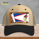 American Samoa Flag Scroll Novelty License Plate Hat Mesh / Khaki|Black