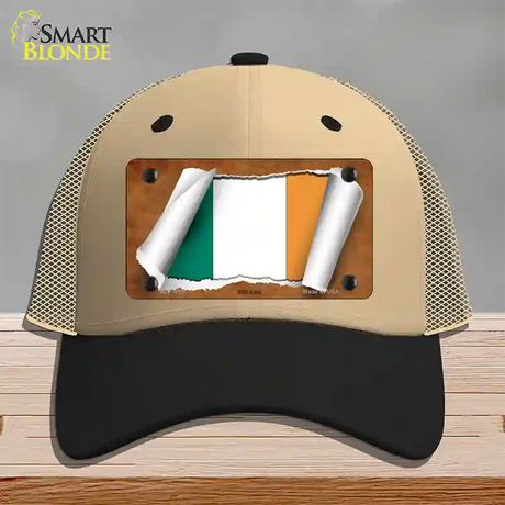 Ireland Flag Scroll Novelty License Plate Hat Mesh / Khaki|Black