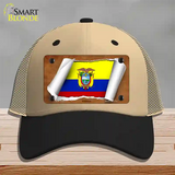 Ecuador Flag Scroll Novelty License Plate Hat Mesh / Khaki|Black