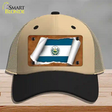 El Salvador Flag Scroll Novelty License Plate Hat Mesh / Khaki|Black