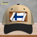 Finland Flag Scroll Novelty License Plate Hat Mesh / Khaki|Black