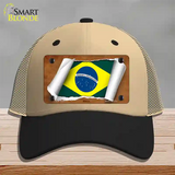 Brazil Flag Scroll Novelty License Plate Hat Mesh / Khaki|Black