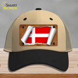 Denmark Flag Scroll Novelty License Plate Hat Mesh / Khaki|Black