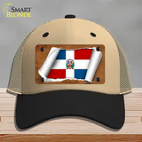 Dominican Republic Flag Scroll Novelty License Plate Hat Mesh / Khaki|Black