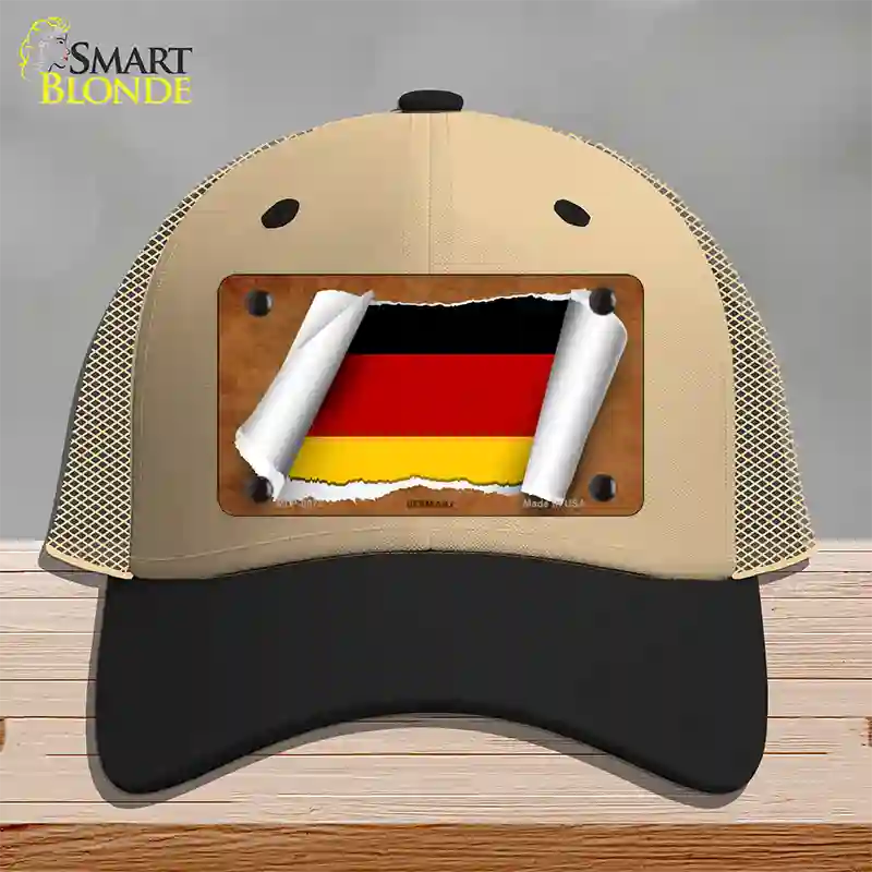 Germany Flag Scroll Novelty License Plate Hat Mesh / Khaki|Black