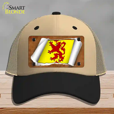 Scotland Rampant Lion Flag Scroll Novelty License Plate Hat Mesh / Khaki|Black