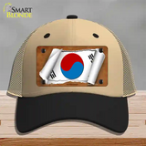 South Korea Flag Scroll Novelty License Plate Hat Mesh / Khaki|Black